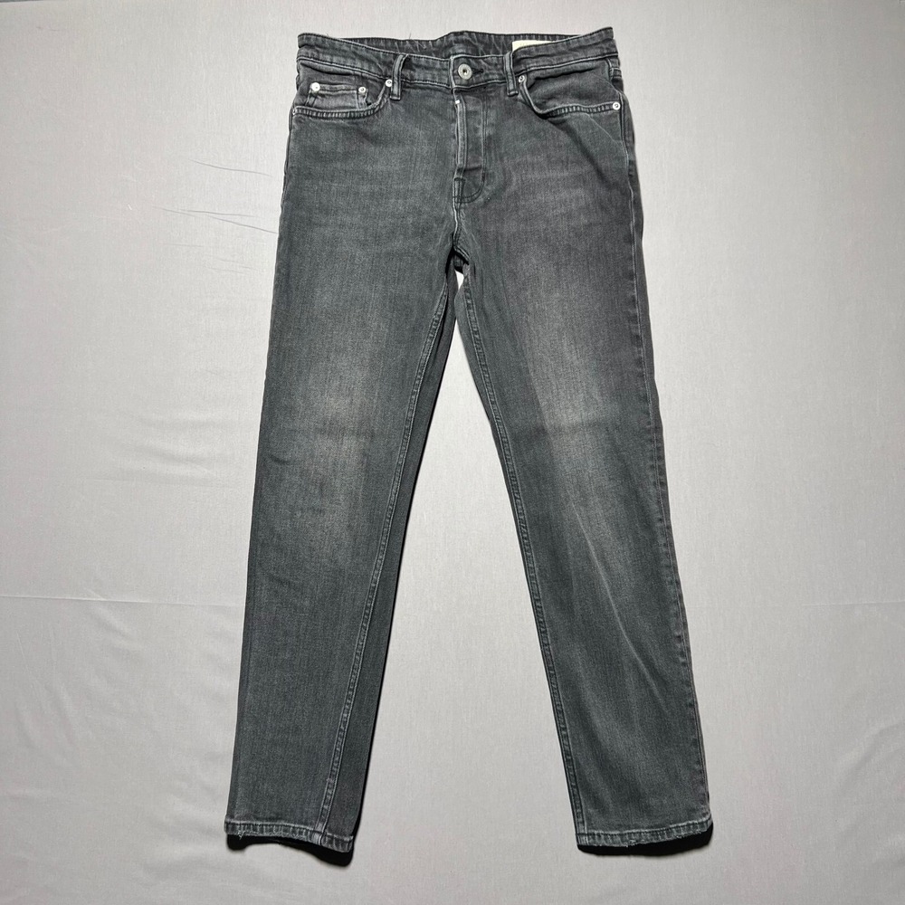 AllSaints Mens Chacoal Gray Denim Mid Rise Denim Button Fly Skinny Jeans Size 30